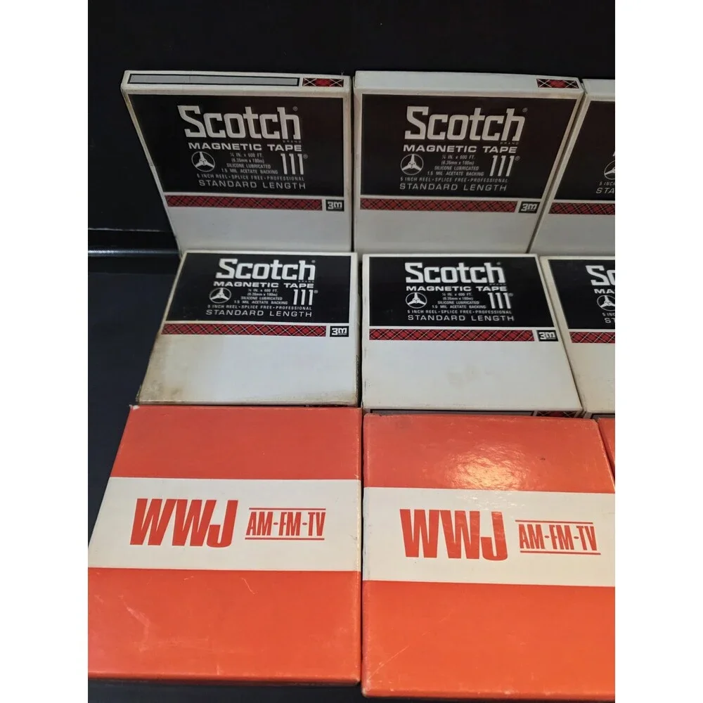 Vintage 5 Inch Reel To Reel Tape Lot 12 Tapes | Scotch 111 WWJ AM-FM-TV